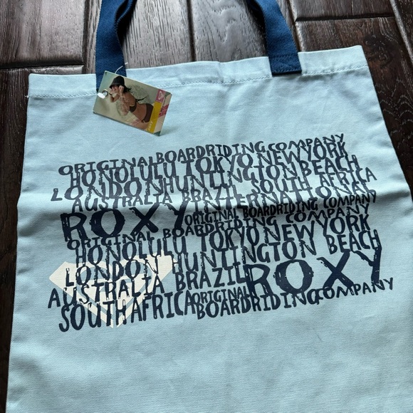 Roxy - Logo Blue Canvas Tote Bag NWT - Picture 4 of 4